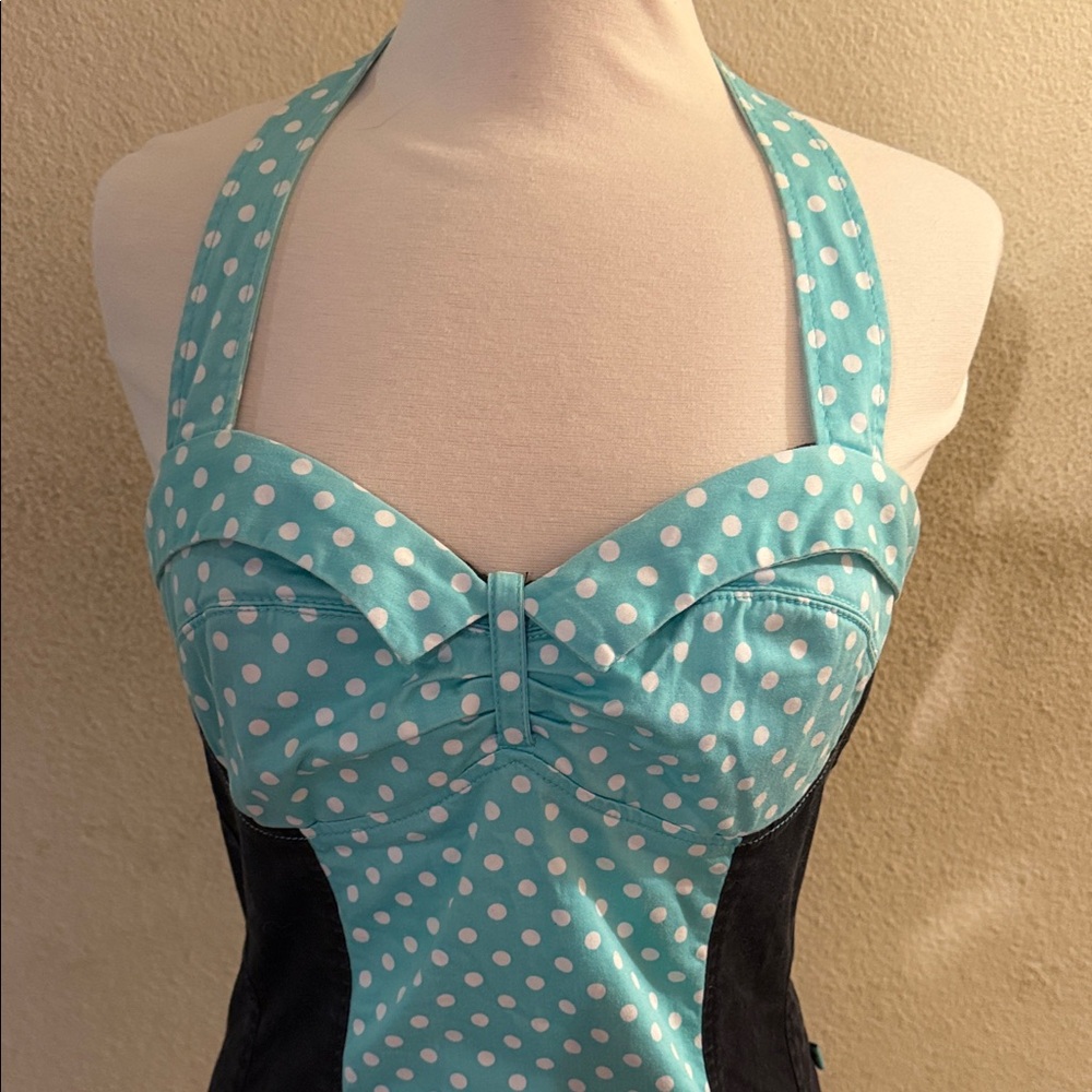 Royal Bones Black and Turquoise Halter Top - Picture 5 of 6